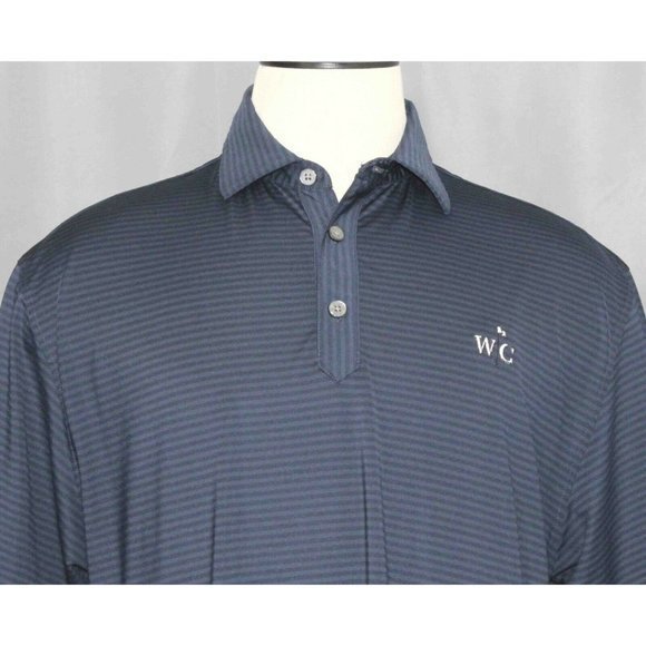 FootJoy FJ Navy Striped Golf Polo Shirt Men's Size Large Embroidered Chest - Picture 2 of 5